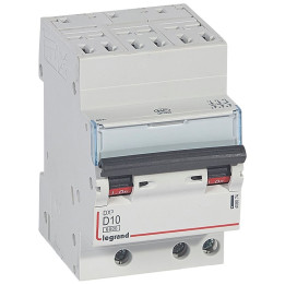 Legrand - Disjoncteur DX³6000 10kA arrivée auto départ vis 3P - 10A - courbe D - Réf : 408074