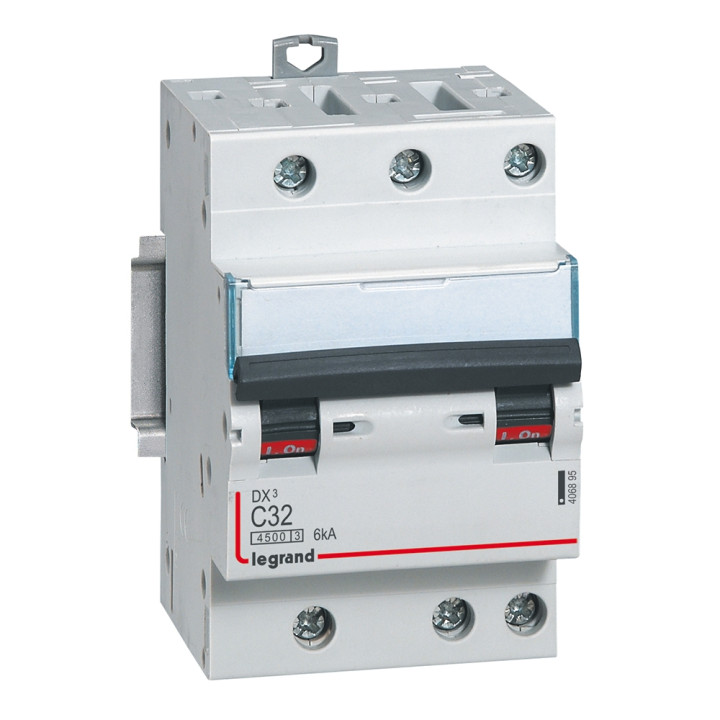 Legrand - Disjoncteur DX³ 4500 - vis/vis - 3P - 400 V~ - 32A - 6kA - courbe C - 406895