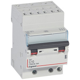 Legrand - Disjoncteur DNX³4500 6kA arrivée automatique sortie à vis - tripolaire 400V~ 10A courbe C - Réf : 406899