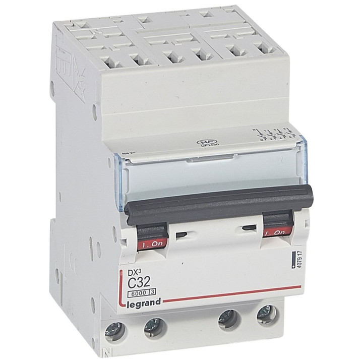 Legrand - Disjoncteur 4P DX3 32A - 6kA - Auto/Vis - Courbe C - Réf : 406917