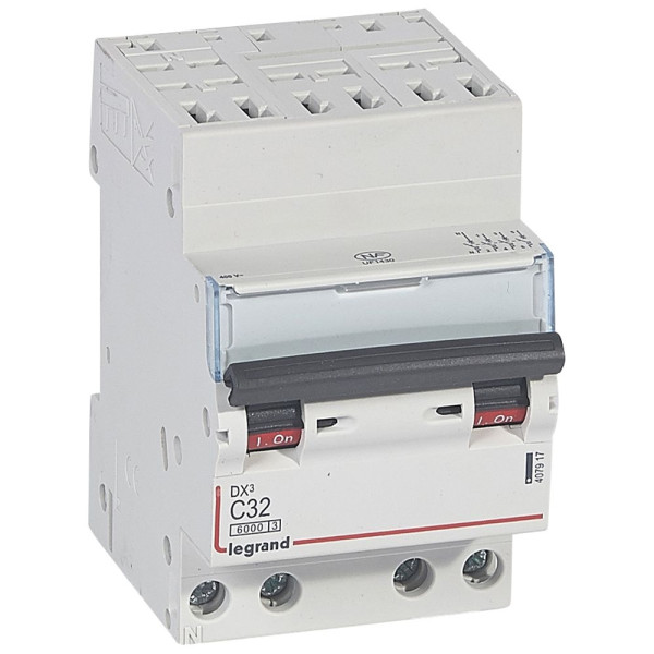 Legrand - Disjoncteur 4P DX3 32A - 6kA - Auto/Vis - Courbe C - Réf : 406917