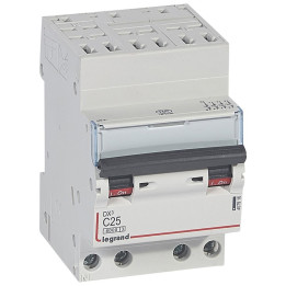 Legrand - Disjoncteur DX³ 6000 - auto/vis- 4P- 400V - 25A-courbeC - peigne HX³ opti 4P - 3M - 407916