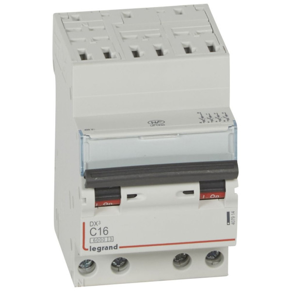 Legrand - Disjoncteur DX³ 6000 - auto/vis- 4P- 400V - 16A - courbeC-peigne HX³ opti 4P - 3M - 407914