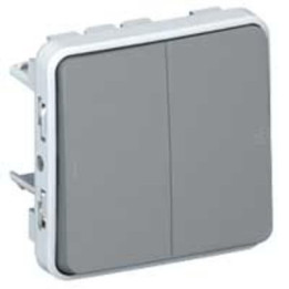 Legrand Double interrupteur ou va-et-vient Plexo composable IP55 10AX 250V - gris 069525
