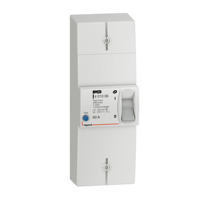 Legrand - Disjoncteur de branchement EDF 60A sélectif - non réglable - 500mA - bipolaire - Réf : 401006