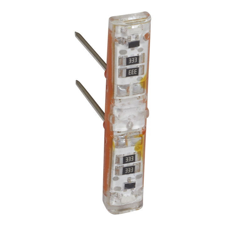 Legrand - Mosaic L- Voyant témoin 230V Easy-Led brochable à LEDs blanches pour mécanismes Mosaic - socle orange - Réf : 067685L