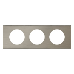 Legrand Céliane - Plaque Matières 3 postes - finition Inox Brossé - Entraxe 71mm - Réf : 069103