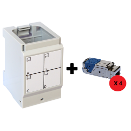 Legrand - Support pour 4 connecteurs RJ45 + 4 connecteurs RJ45 - Grade 2 TV - Réf: 413183x4 + 413180