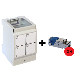 Legrand - Support pour 4 connecteurs RJ45 + 4 connecteurs RJ45 - Grade 2 TV - Réf: 413183x4 + 413180