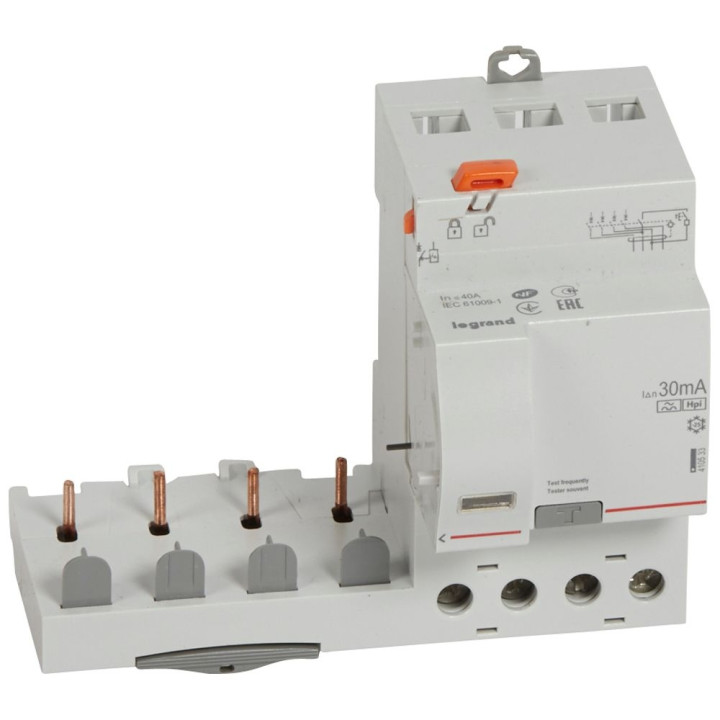 Legrand - Bloc diff adapt DX³-vis-4P-400V~-40A- Type F -30mA-disj 1mod/pôle-câbl trad - Réf : 410533