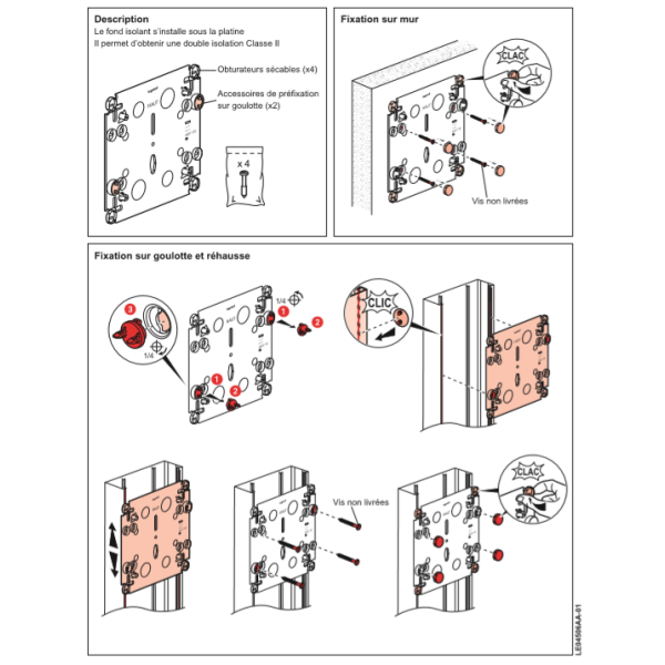 Legrand - Platine pour Disjoncteur branchement EDF + Réhausse + Plaque de Fond Isolant - Réf. : 401191+401193+401380