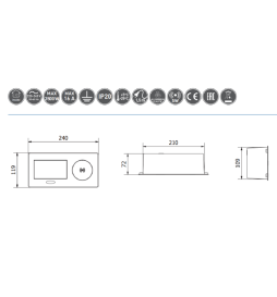 GTV Lighting - Bloc prise à encastrer AVARO - chargeur induction - 1 prise - 2 USB - Aluminium - Réf.: AE-PB1FAVAP-53