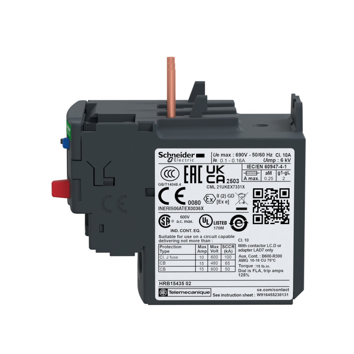 Schneider - Relais de Protection Thermique Moteur Tesys 4 à 6 A Classe 10A - Réf : LRD10