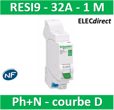 Disjoncteur Schneider RESI9 ph+n 6A courbe C ref : R9PFC606