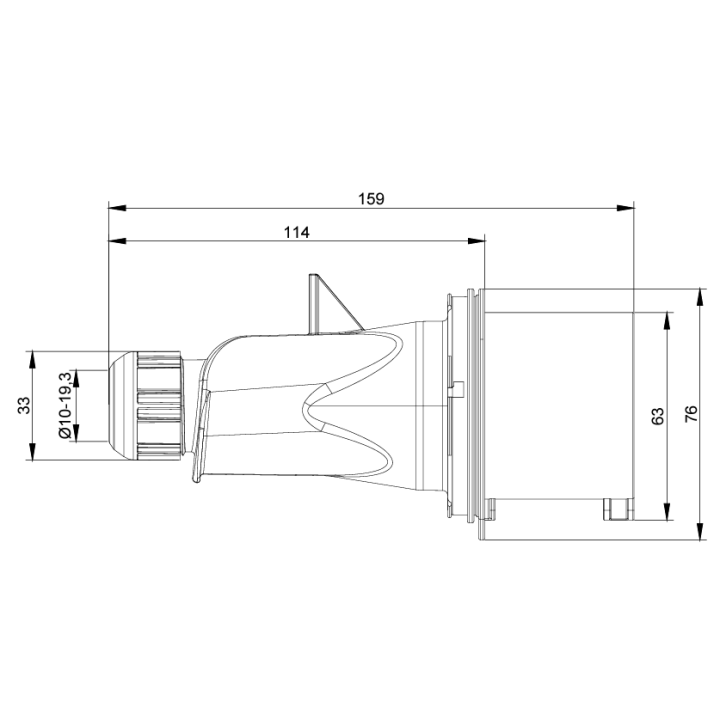 Digital - Fiche mâle 3P+T 32A - 380V - IP44 - Réf : 51314 (03105)