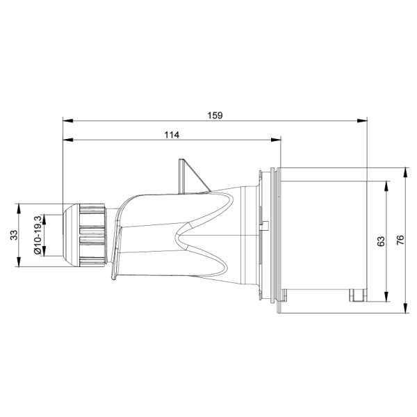Digital - Fiche mâle 3P+T 32A - 380V - IP44 - Réf : 51314 (03105)