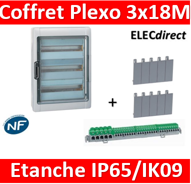 Tableau électrique étanche IP65 3 rangées 12 modules Legrand Plexo