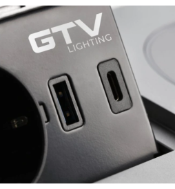 GTV Lighting - Bloc prise à encastrer AVARO - chargeur induction - 1 prise - 2 USB - Aluminium - Réf.: AE-PB1FAVAP-53