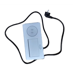 GTV Lighting - Bloc prise à encastrer AVARO - chargeur induction - 1 prise - 2 USB - Aluminium - Réf.: AE-PB1FAVAP-53