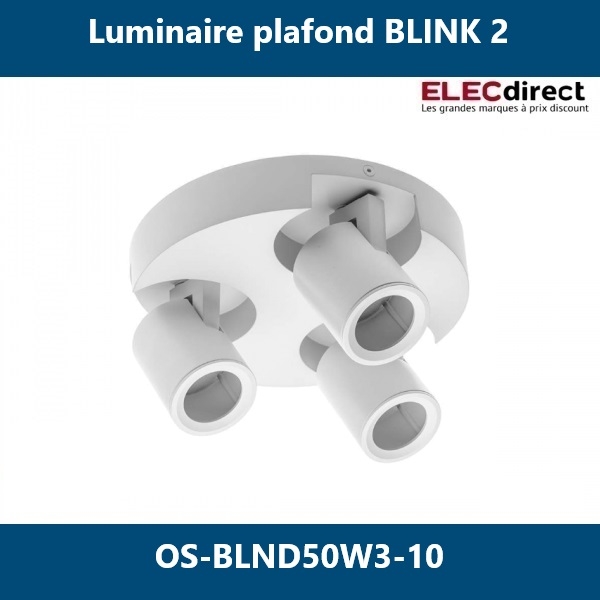 GTV Lighting - Luminaire plafond BLINK 2 - 3xGU10  - Blanc - Réf.: OS-BLND50W3-10
