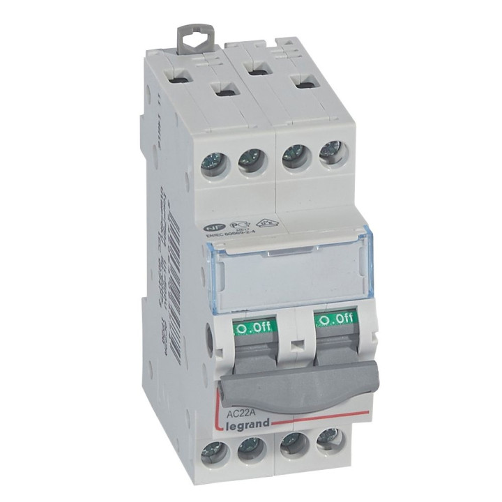 Legrand - DX3 Interrupteur-sectionneur tétrapolaire - 20A - 400V - 2 modules - Réf : 406477