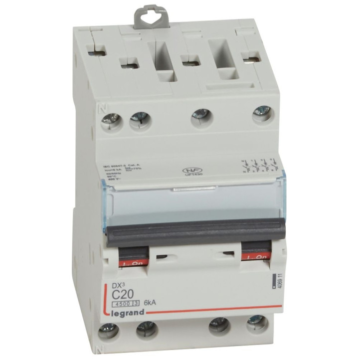 Legrand - Disjoncteur 4P DX3 - 20A - 6kA - courbe C - Réf : 406911