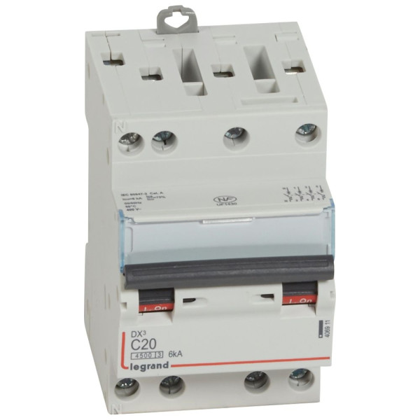 Legrand - Disjoncteur 4P DX3 - 20A - 6kA - courbe C - Réf : 406911
