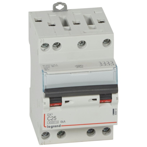 Legrand - Disjoncteur 4P DX3 - 25A - 6kA - courbe C - Réf : 406912