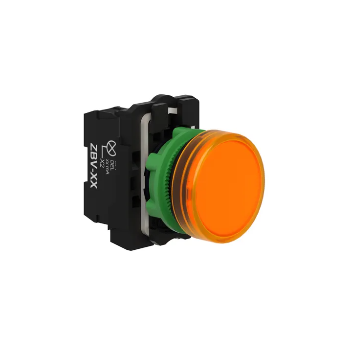 Schneider - Harmony XB5 - Voyant Orange rond Ø22 - IP66 - LED intégrée - 240 V  - Réf : XB5AVM5