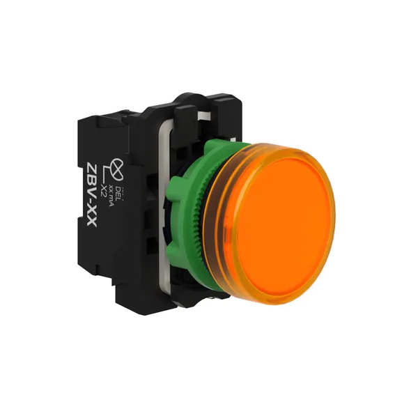 Schneider - Harmony XB5 - Voyant Orange rond Ø22 - IP66 - LED intégrée - 240 V  - Réf : XB5AVM5