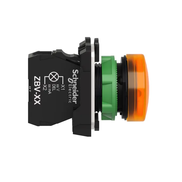 Schneider - Harmony XB5 - Voyant Orange rond Ø22 - IP66 - LED intégrée - 240 V  - Réf : XB5AVM5