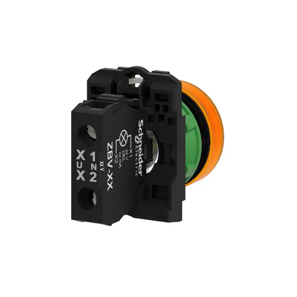 Schneider - Harmony XB5 - Voyant Orange rond Ø22 - IP66 - LED intégrée - 240 V  - Réf : XB5AVM5