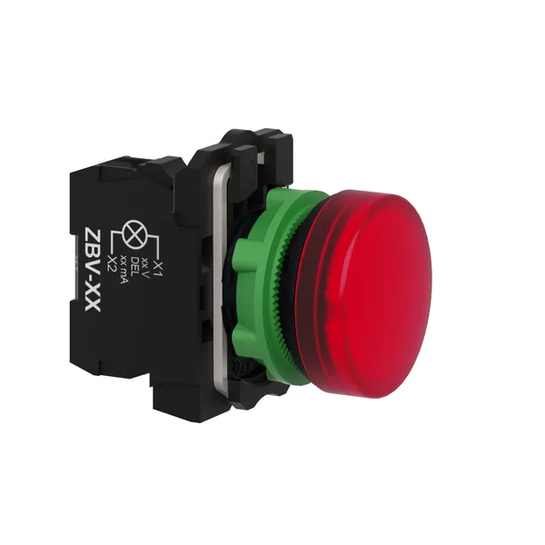 Schneider - Harmony XB5 - Voyant Rouge rond Ø22 - IP66 - LED intégrée - 240V - Réf : XB5AVM4