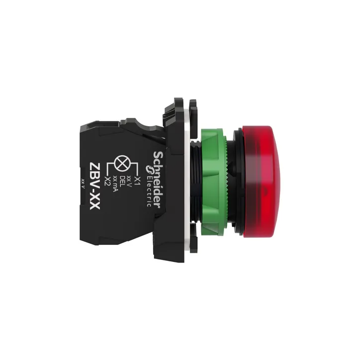 Schneider - Harmony XB5 - Voyant Rouge rond Ø22 - IP66 - LED intégrée - 240V - Réf : XB5AVM4