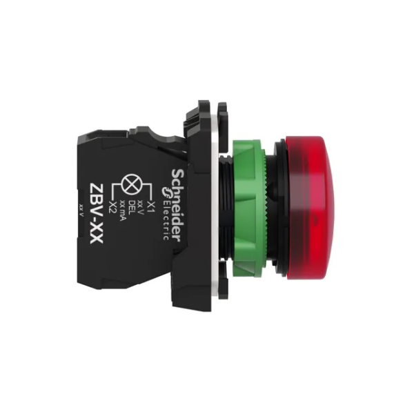 Schneider - Harmony XB5 - Voyant Rouge rond Ø22 - IP66 - LED intégrée - 240V - Réf : XB5AVM4