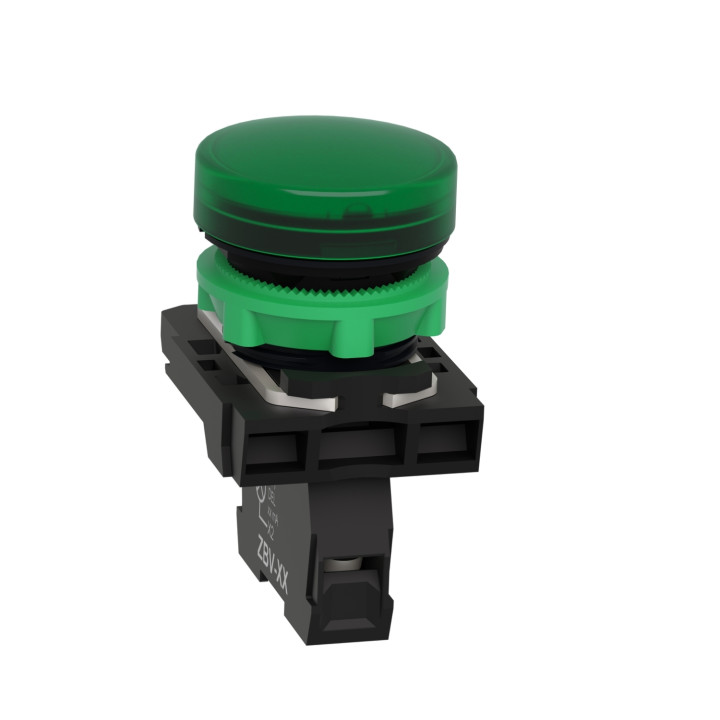 Schneider - Harmony XB5 - Voyant Vert rond Ø22 - IP66 - LED intégrée - 24V - Réf : XB5AVB3