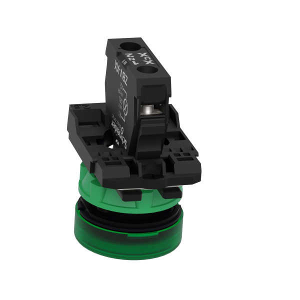 Schneider - Harmony XB5 - Voyant Vert rond Ø22 - IP66 - LED intégrée - 24V - Réf : XB5AVB3