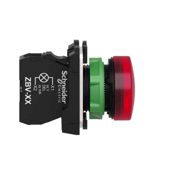 Schneider - Harmony XB5 - Voyant Rouge rond Ø22 - IP66 - LED intégrée - 24V - Réf : XB5AVB4