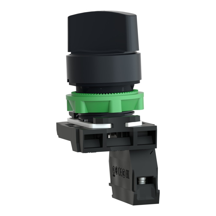 Schneider - Harmony CB5 - Bouton tournant noir Ø22 - à manette - 2 positions - 1F - Réf : XB5AD21