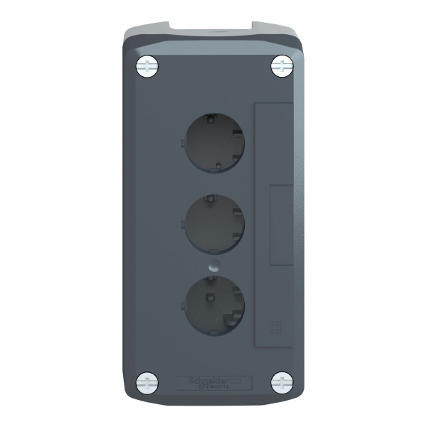 Schneider - Harmony boite - 3 trous - couvercle gris foncé - fond gris clair - Réf : XALD03