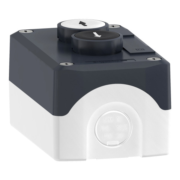 Schneider - Harmony boite - 2 boutons poussoirs Ø22 - blanc /noir - Réf : XALD222