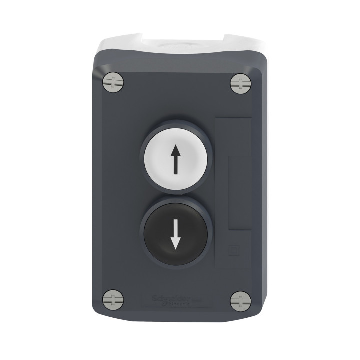 Schneider - Harmony boite - 2 boutons poussoirs Ø22 - blanc /noir - Réf : XALD222