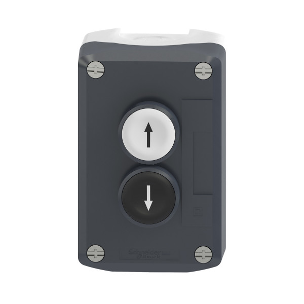 Schneider - Harmony boite - 2 boutons poussoirs Ø22 - blanc /noir - Réf : XALD222