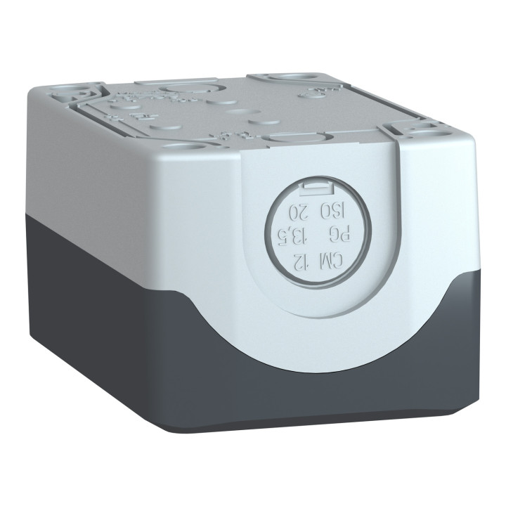Schneider - Harmony boite - 2 trous - couvercle gris foncé - fond gris clair - Réf : XALD02