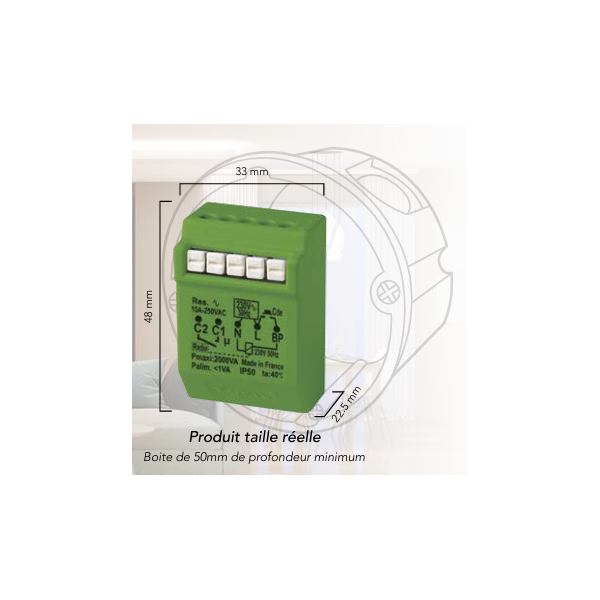 Yokis - Power - Télérupteur Temporisable Radio - 2000W - Réf : MTR2000ERP