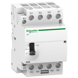 Schneider - Acti9 - Contacteur iCT - J/N - à commande manu - 63A - 4NO - 230/240V - 50Hz - Réf : A9C21864