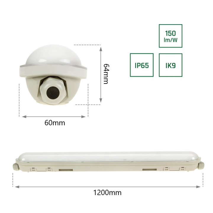 Spectrum - LOT de 6 Réglette LED Limea GIGANT - Etanche - 120cm - 50W - 6000LM - IP65 - Réf : SLI028112NW_PW