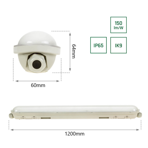 Spectrum - LOT de 6 Réglette LED Limea GIGANT - Etanche - 120cm - 50W - 6000LM - IP65 - Réf : SLI028112NW_PW