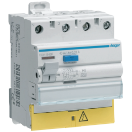 HAGER - Inter dif - 3P+N 40A - 30mA - type A HI - à bornes décalées - Réf : CDH840F