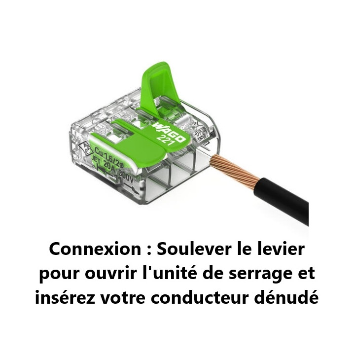 WAGO - Boîte de 25 Bornes GREEN Range auto fils souple / rigide 5 x (0,2 à 4mm2) - Réf : WAG 221-425